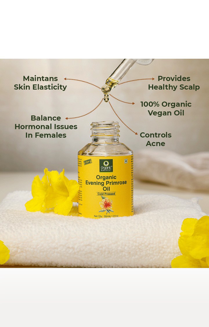 Organic Harvest Cold Pressed Evening Primrose Oil, Removes Acne, Reducing Skin Inflammation