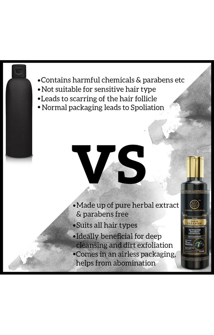 Khadi Natural | Charcoal Cleanser / Shampoo with Activated Bamboo Charcoal Sulphate Paraben Free 5