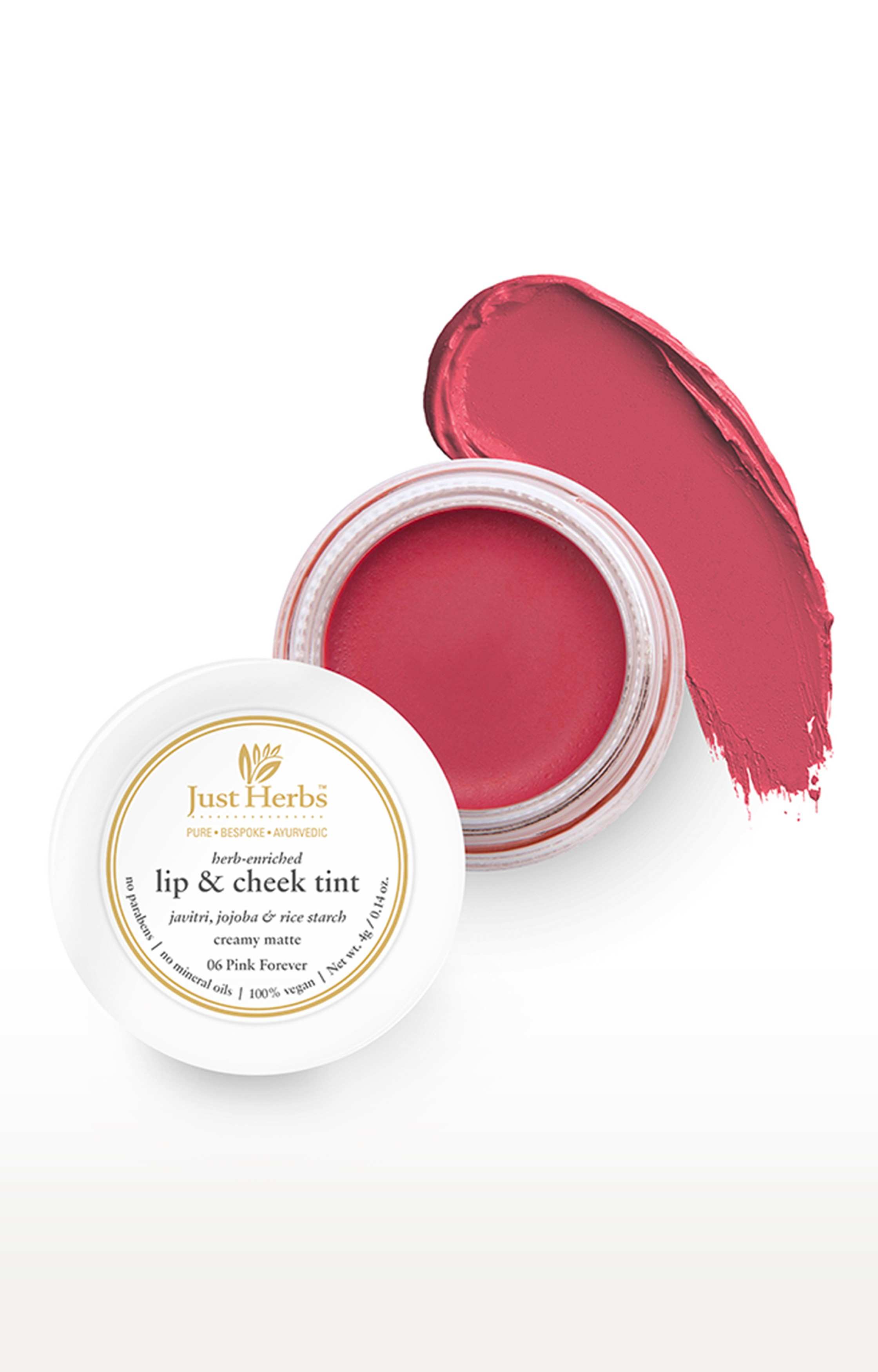 Just Herbs Vegan Lip and Cheek Tint ( Pack of 2): Soft Glam -Peachy Coral and Pink Forever