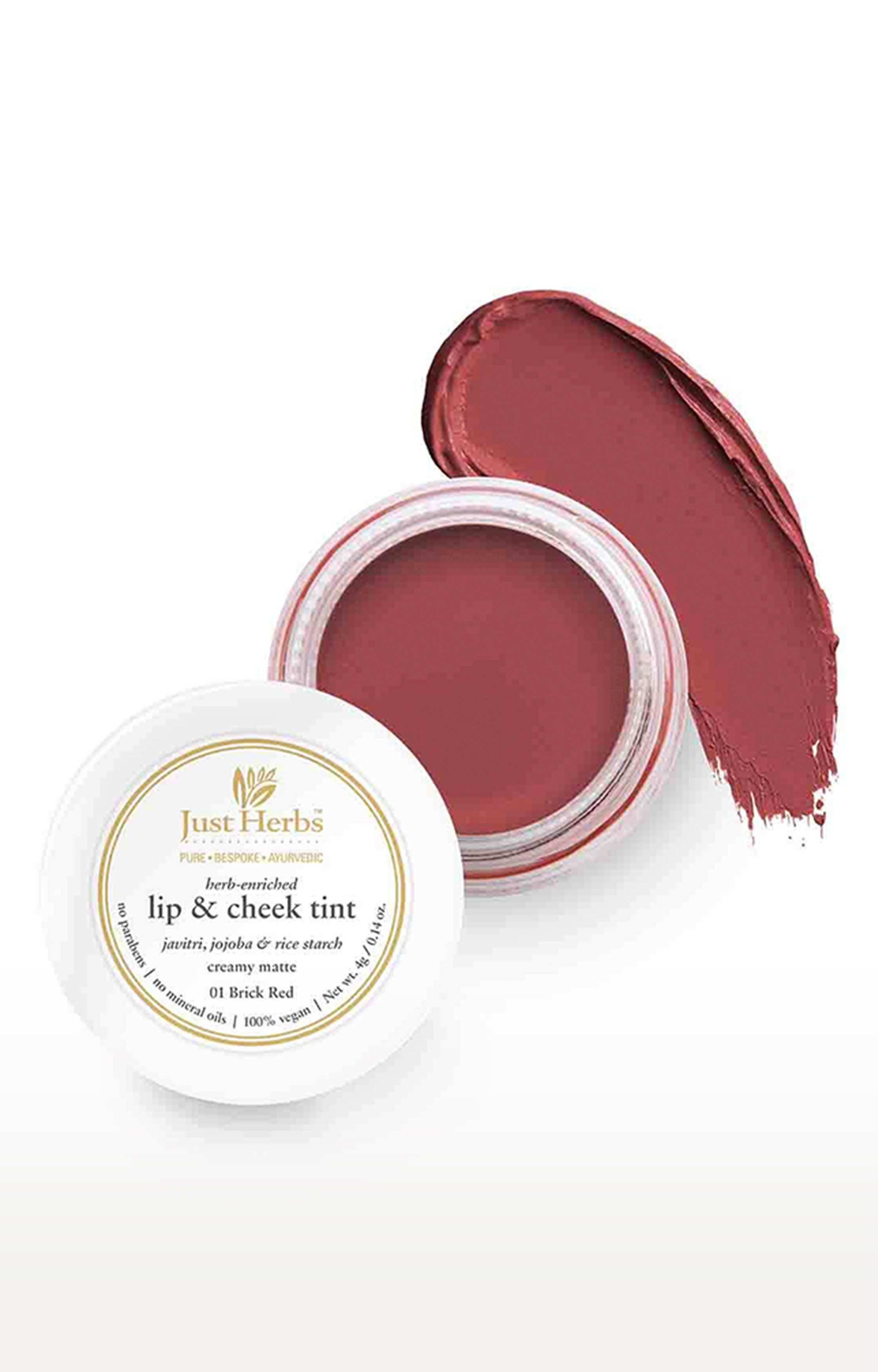 Just Herbs Vegan Lip and Cheek Tint ( Pack of 2): Rosy Lips - Pale Pink and Brick Red