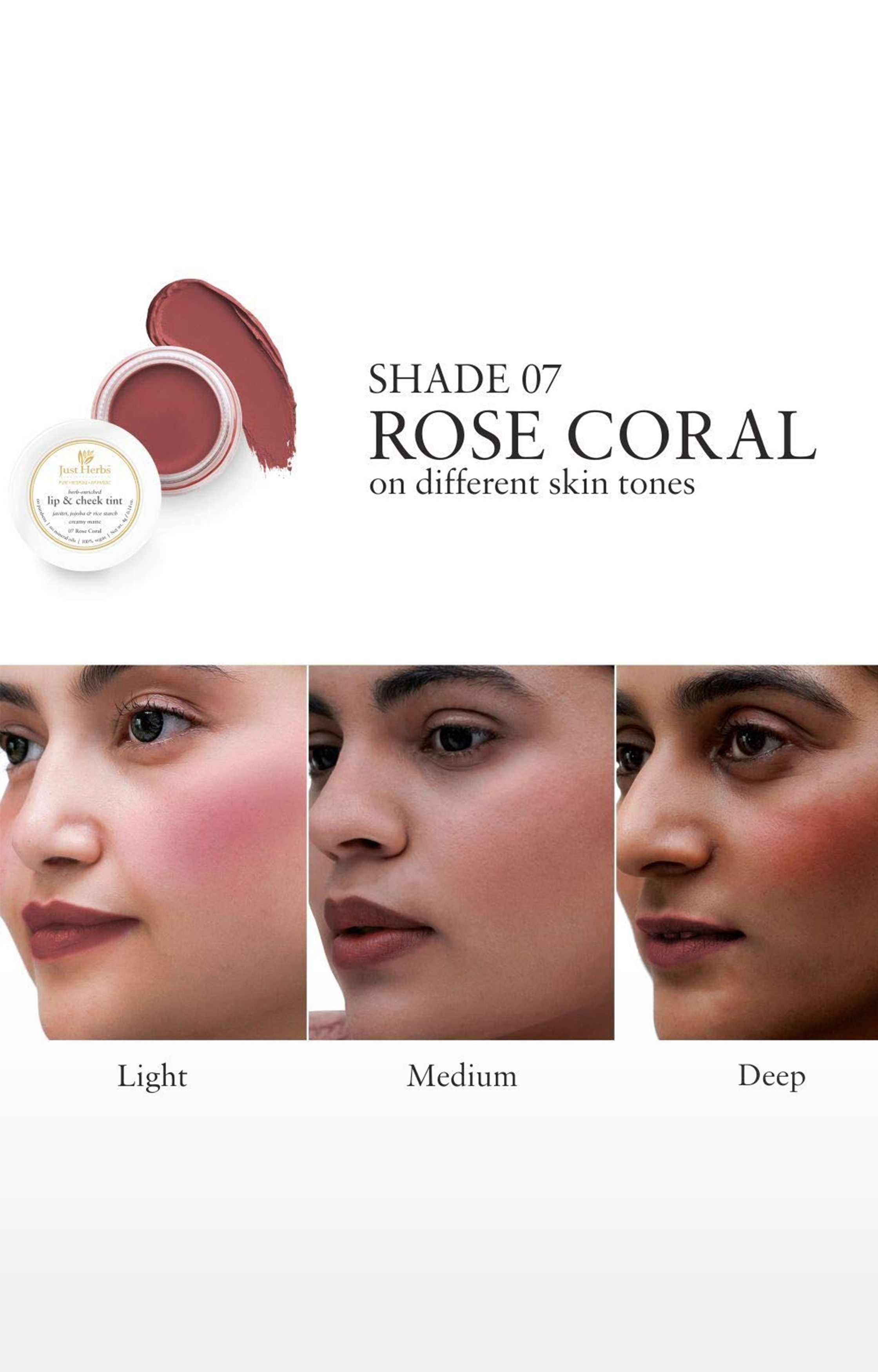 Just Herbs Vegan Lip and Cheek Tint ( Pack of 2): Vibrant Corals- Peachy Coral and Rose Coral