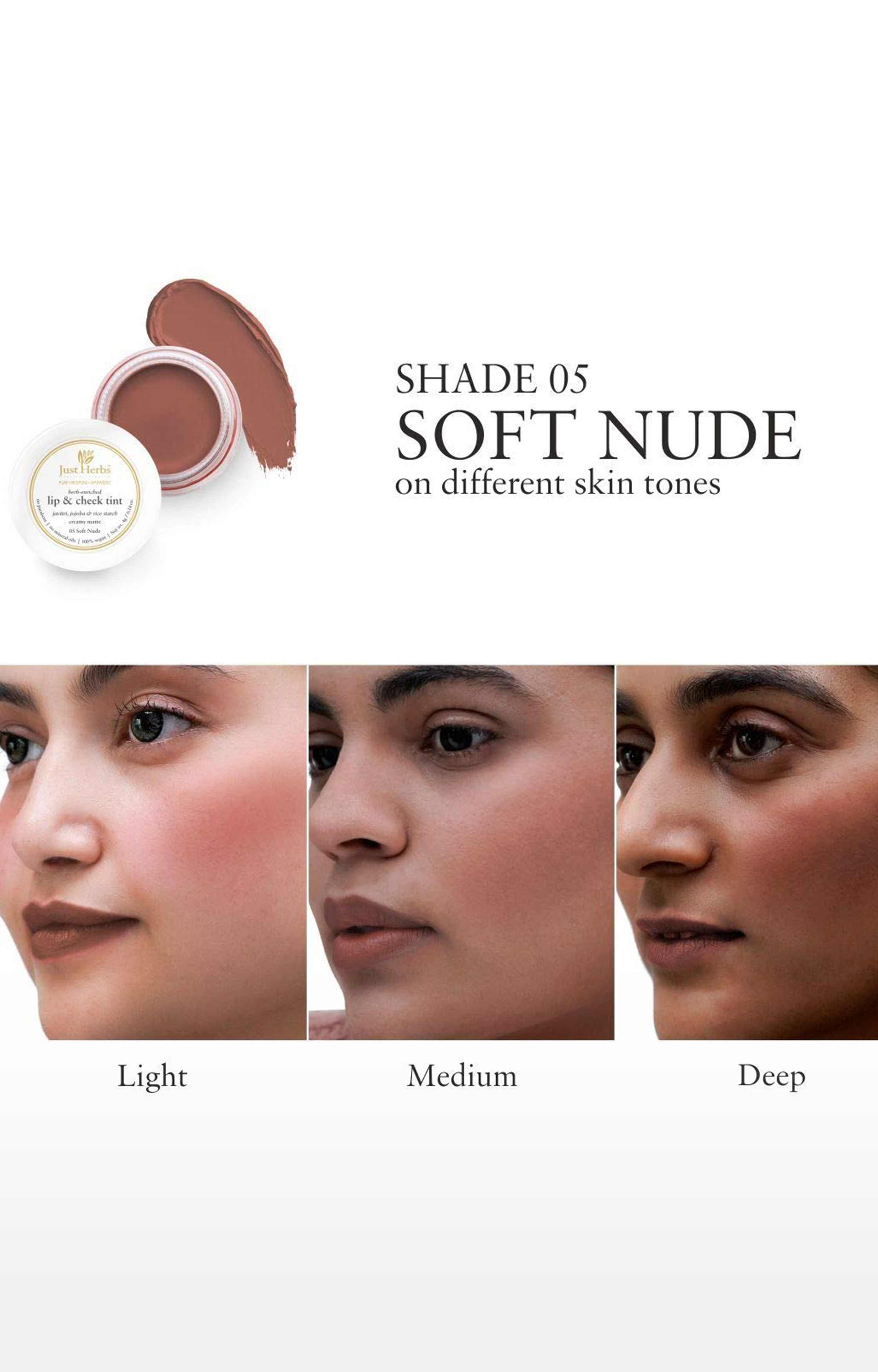 Just Herbs Vegan Lip and Cheek Tint ( Pack of 2): Natural Blush - Pale Pink and Soft Nude