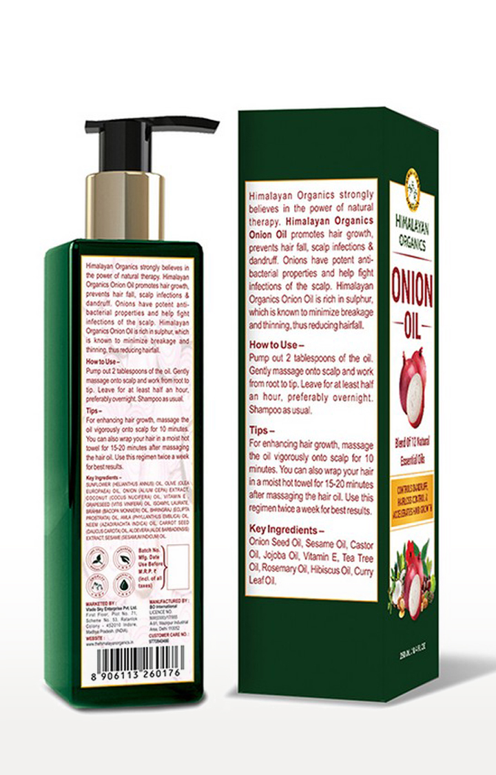 Himalayan Organics Onion Hair Oil - Controls Hair Fall - Promotes Hair Growth - No Mineral Oils & Silicones, 250 ml