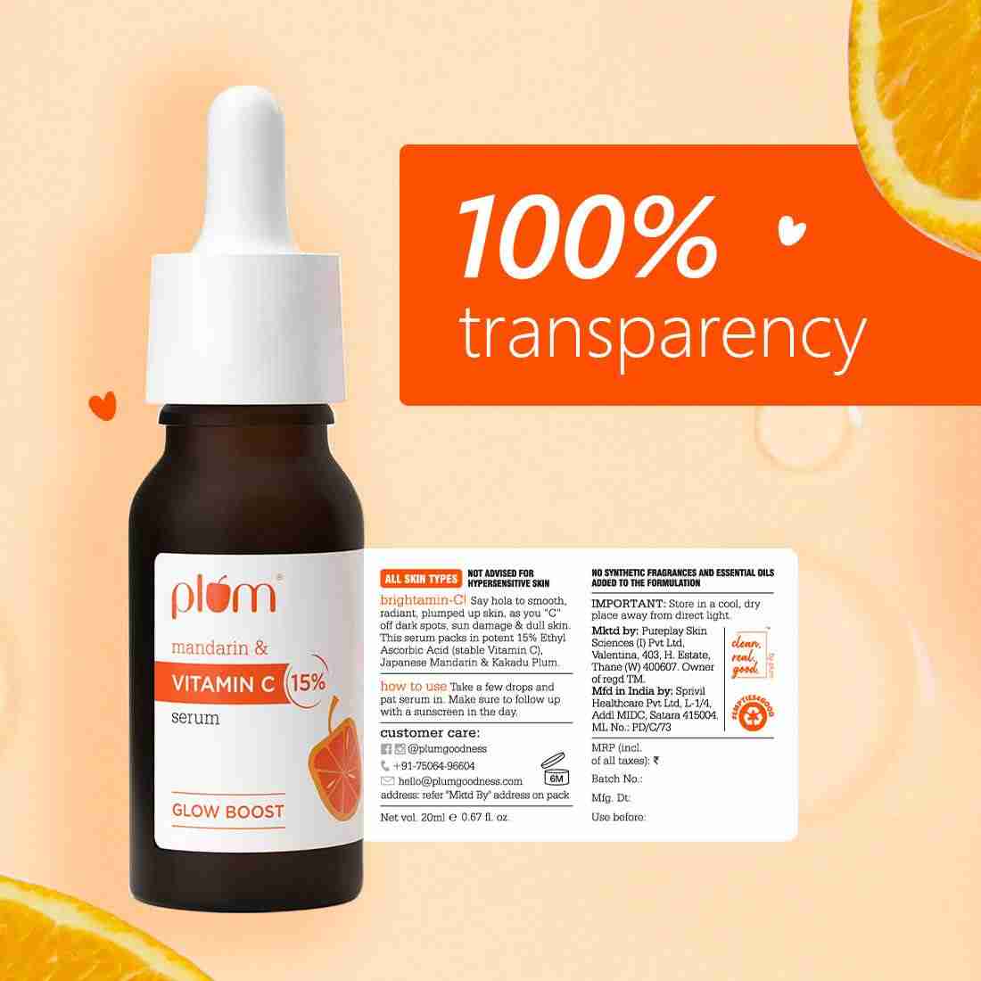 Plum 15% Vitamin C Face Serum with Mandarin | 20 ml