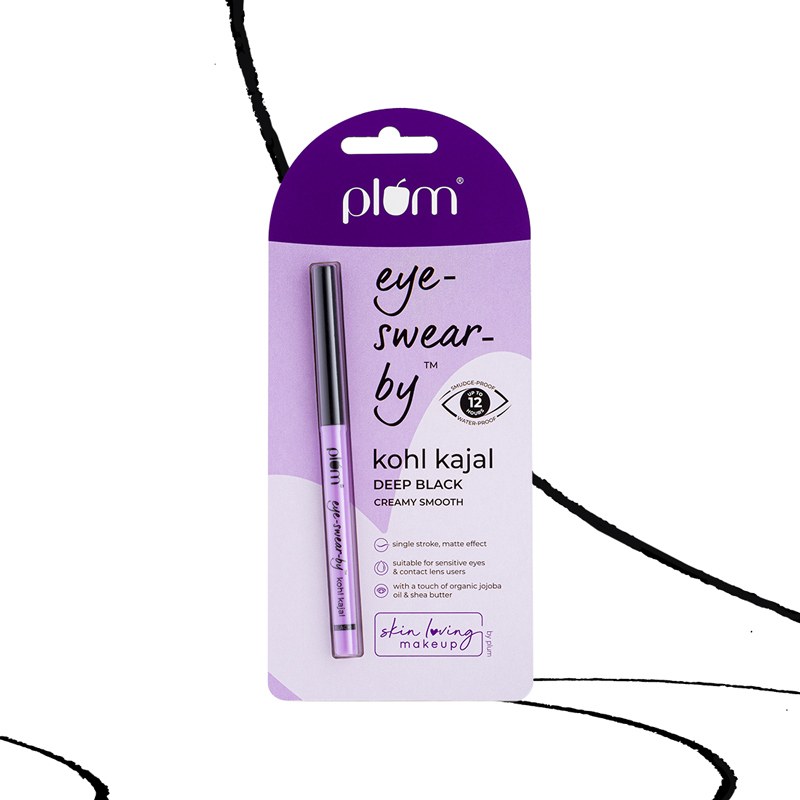 Plum Eye-Swear-By Kohl Kajal - Deep Black, Creamy Smooth, Smudge-Proof, Water-Proof