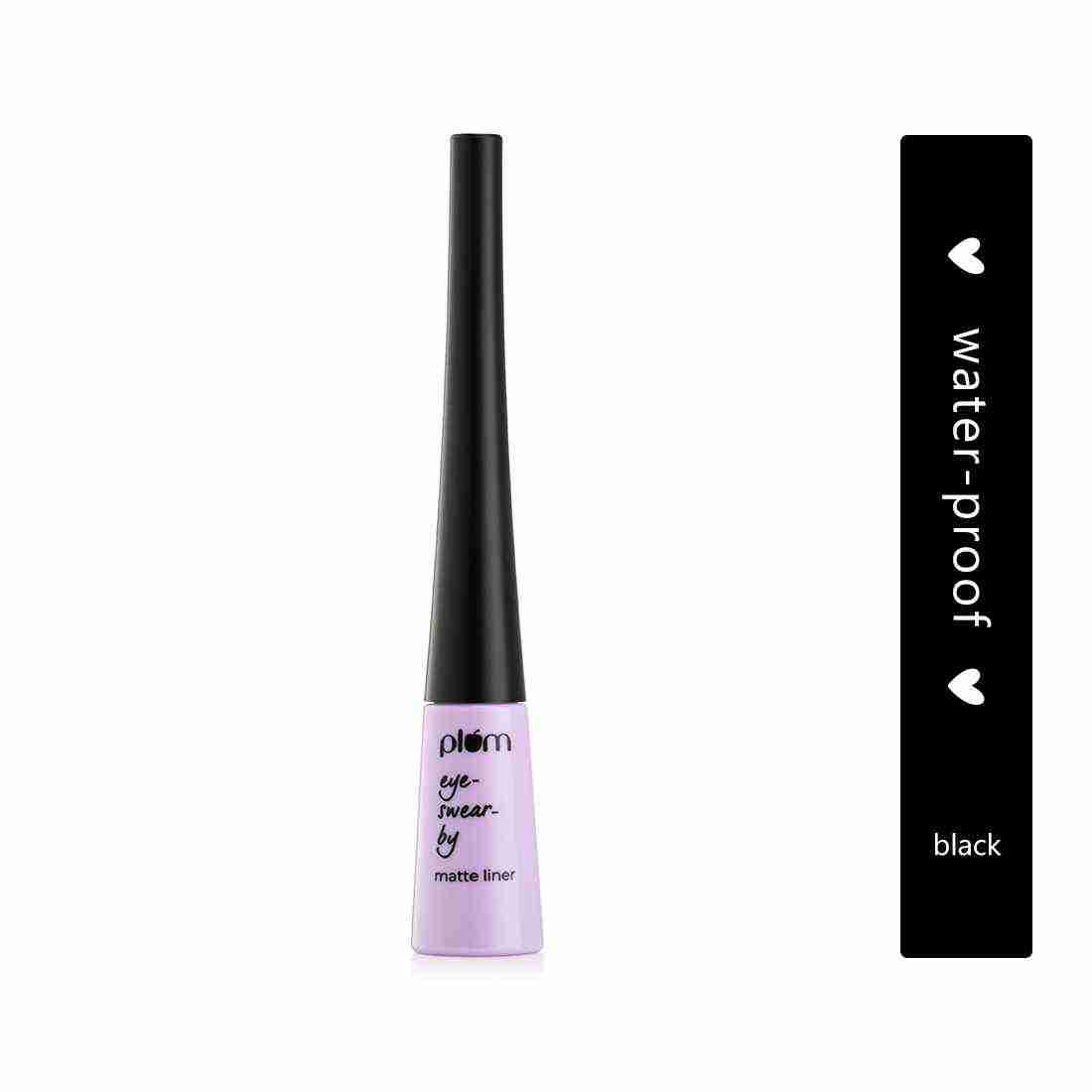 Plum Eye-Swear-By Matte Liner | Water-Proof | Quick Drying | 100% Vegan & Cruelty Free | 01 Black