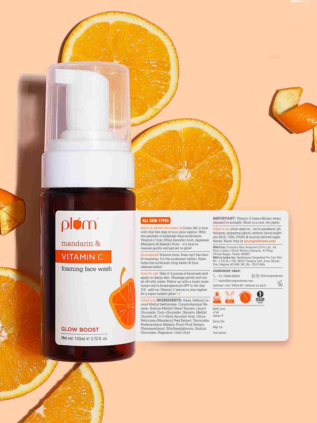 Plum Vitamin C Foaming Face Wash with Mandarin | 110 ml