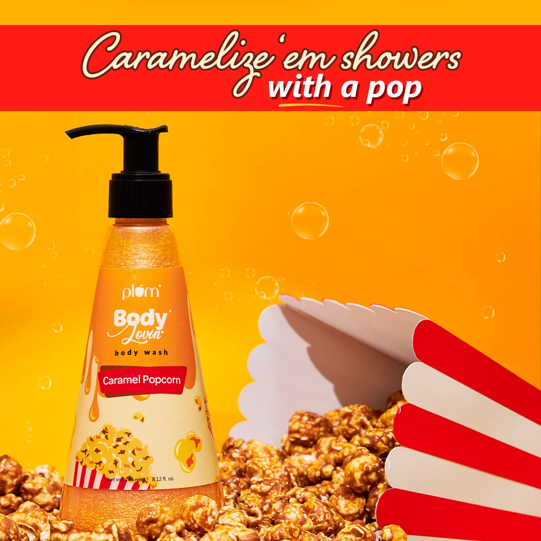 plum be good | Plum BodyLovin' Caramel Popcorn Body Wash | All Skin Types | Caramel Popcorn Fragrance | Non-Drying | Sulphate-Free | 100% Vegan 1