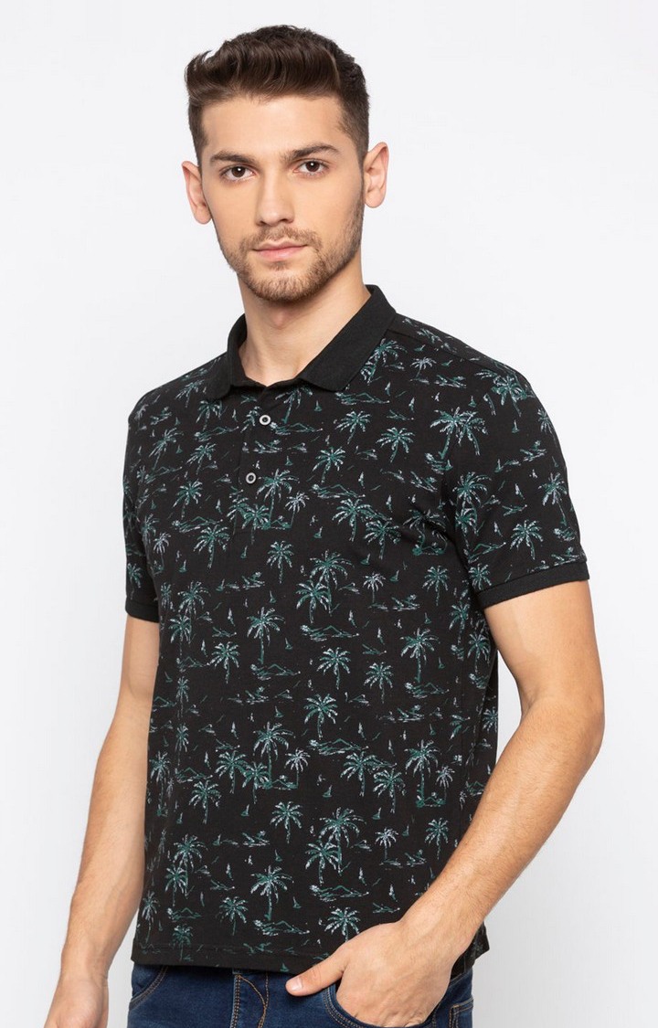 Status Quo | Men's Black Cotton Printed Polos 2