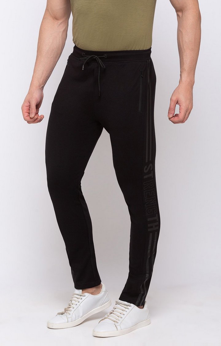 Status Quo | Men's Black Polyester Solid Trackpant 1