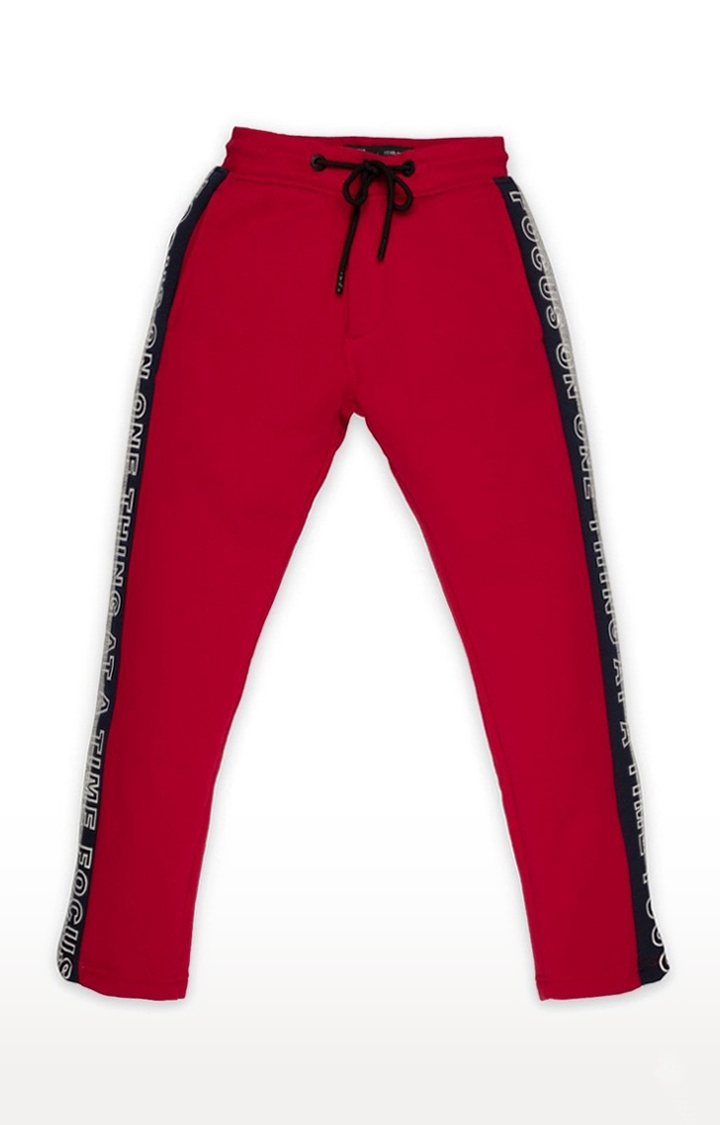 Status Quo | Boy's Red Solid Trackpants 0