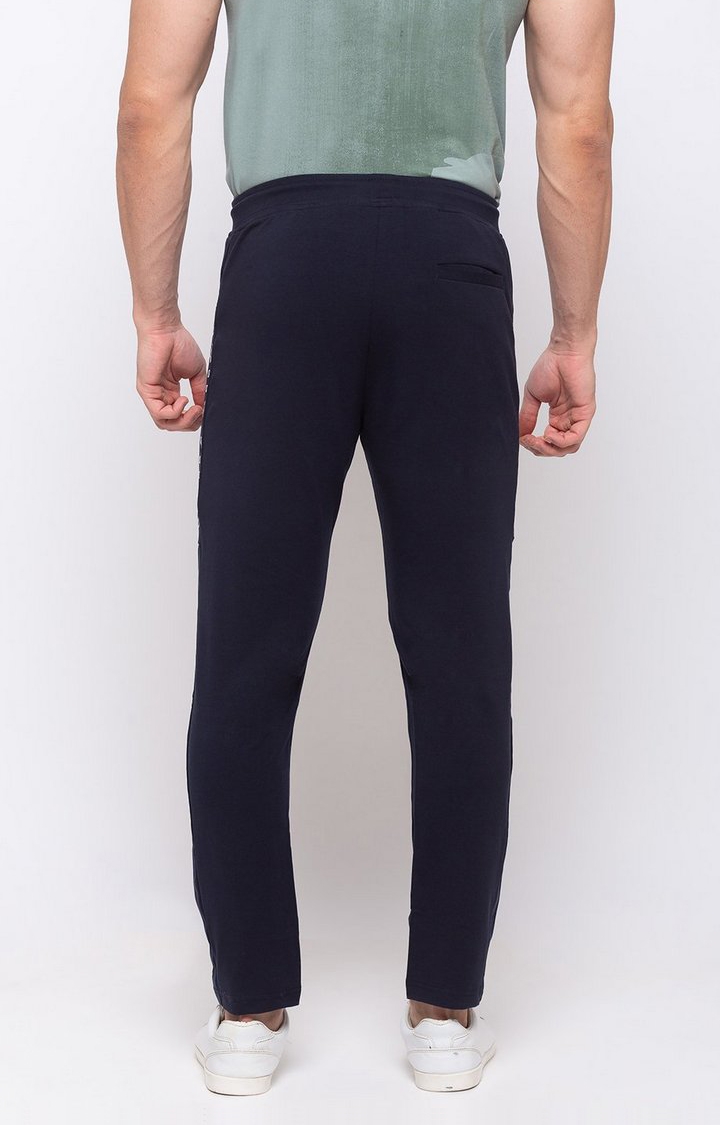 Status Quo | Men's Navy Blue Polyester Solid Trackpant 2