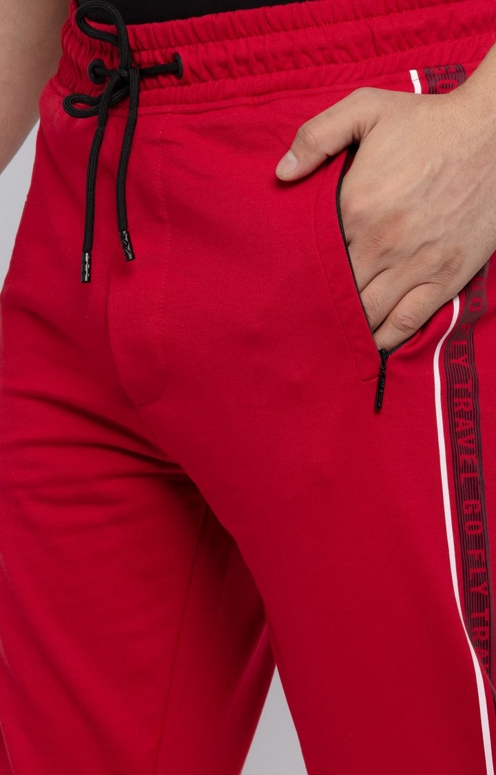 Status Quo | Men's Red Cotton Solid Trackpant 4