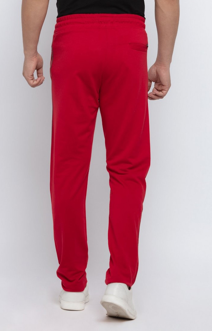 Status Quo | Men's Red Cotton Solid Trackpant 3