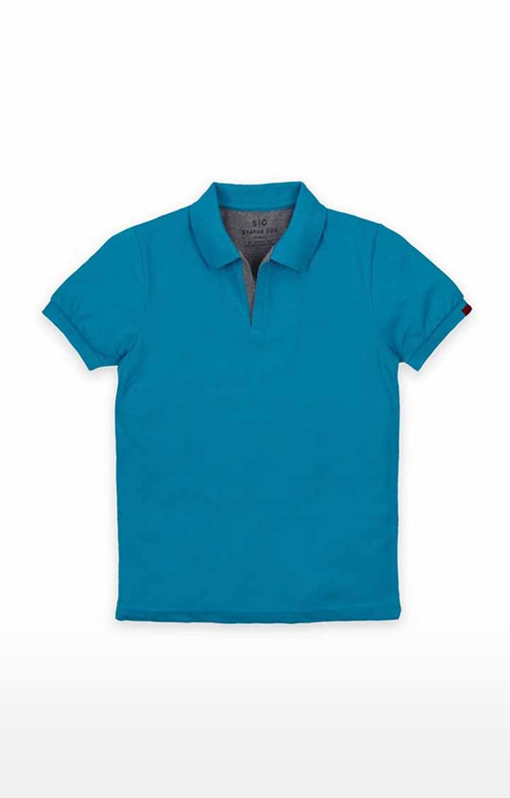 Status Quo | Boy's Blue Cotton Solid Polos 0
