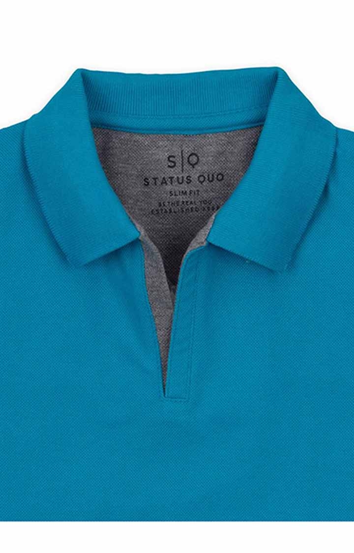 Status Quo | Boy's Blue Cotton Solid Polos 2