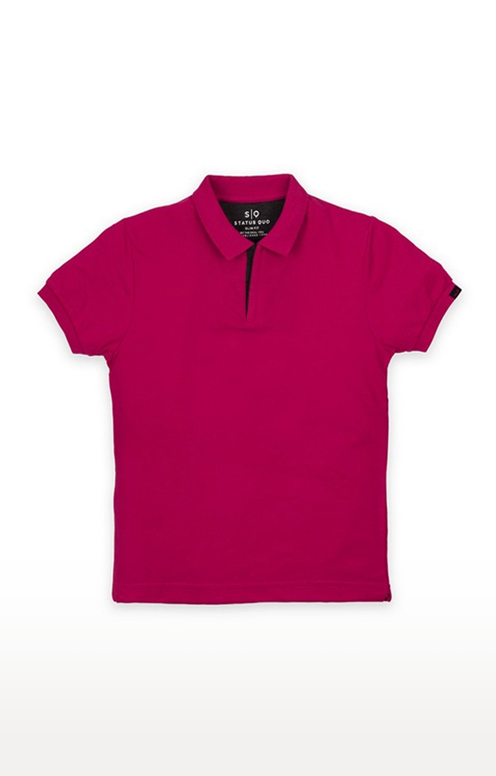Status Quo | Boy's Pink Cotton Solid Polos 0