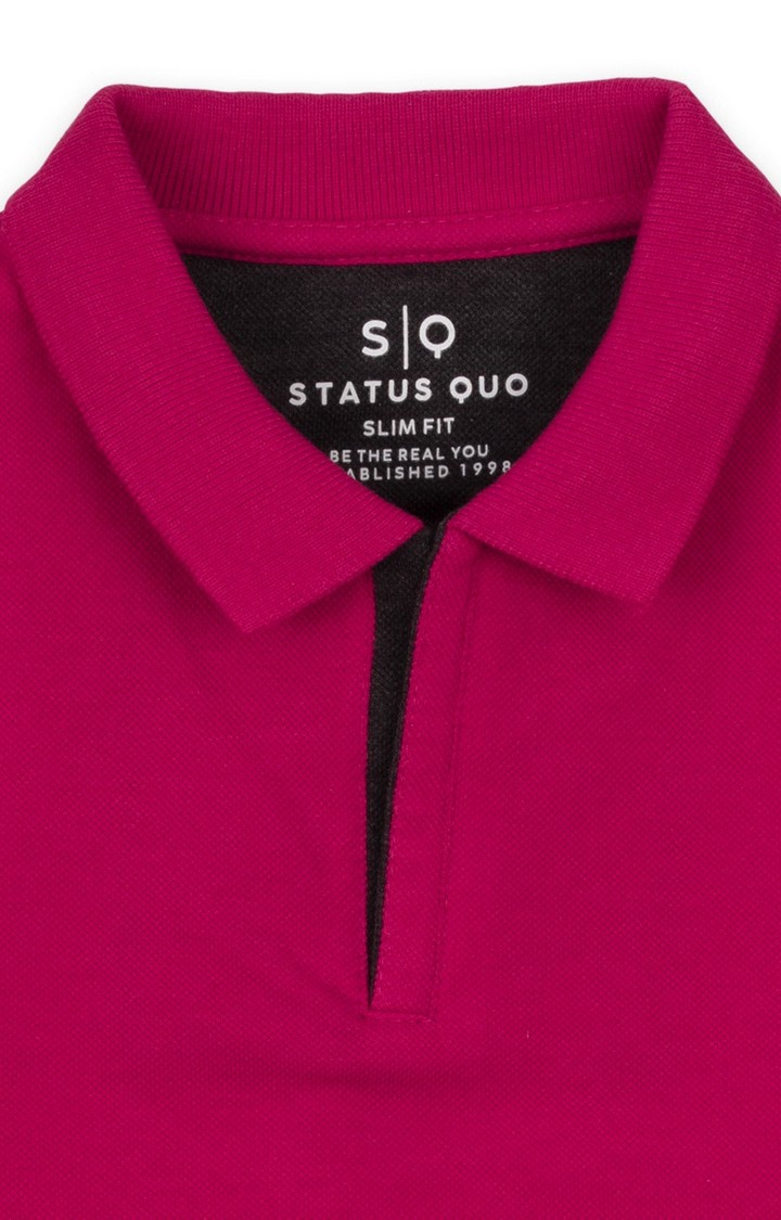 Status Quo | Boy's Pink Cotton Solid Polos 2