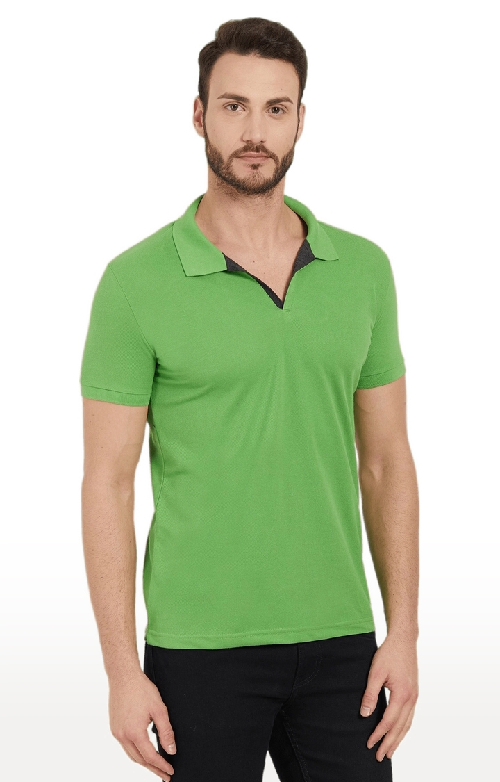 Status Quo | Men's Green Polycotton Solid Polo T-Shirts 2