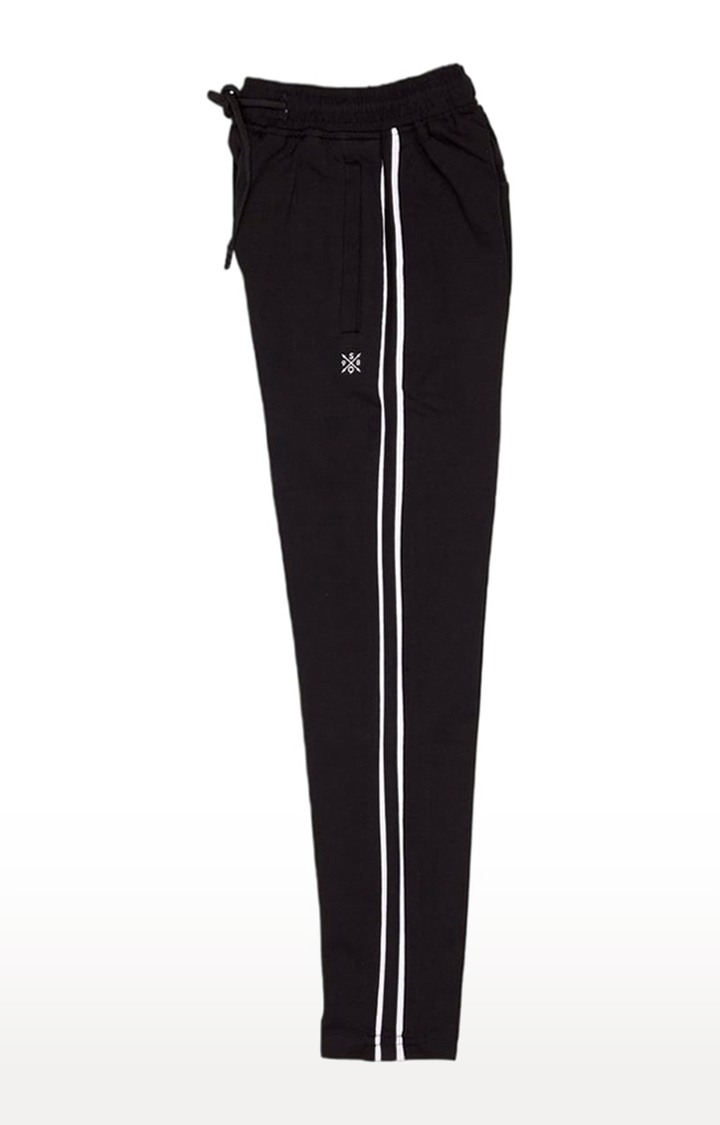 Boy's Black Solid Trackpants