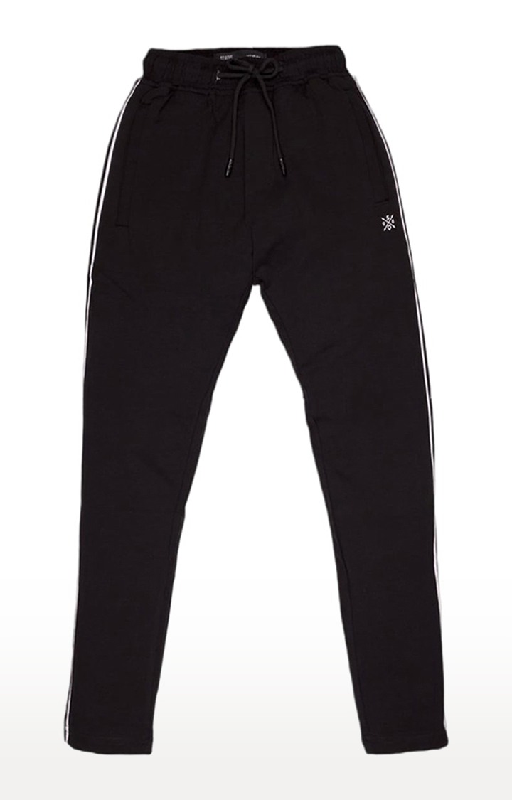 Boy's Black Solid Trackpants