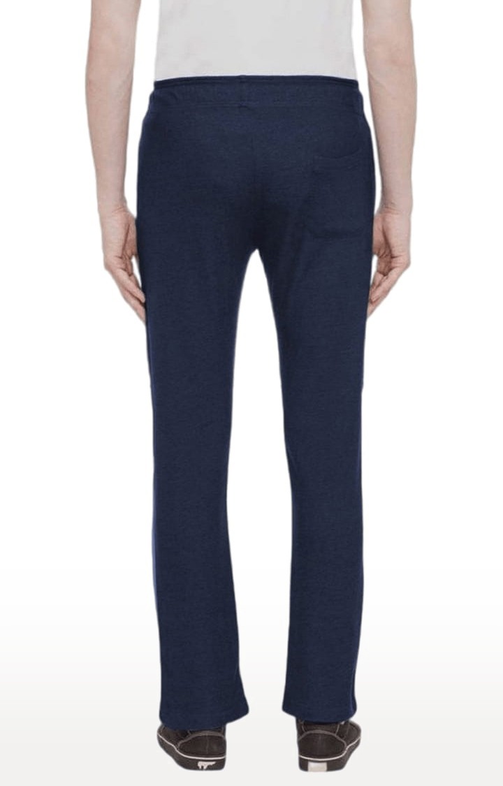 Men's Blue Melange Textured Polycotton Melange Textured Trackpant