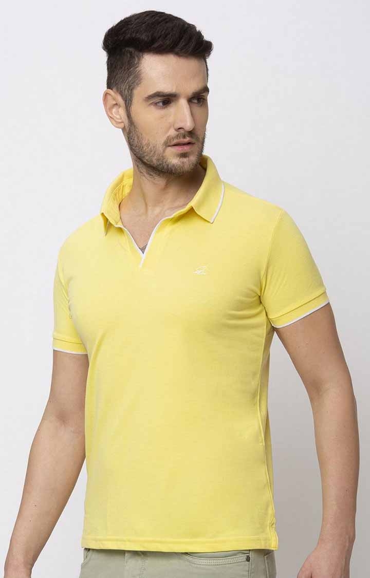 Status Quo | Men's Yellow Polycotton Solid Polos 1