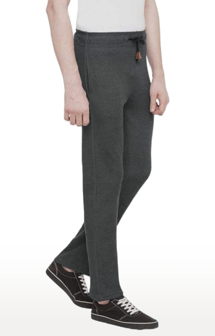 Men's Grey Polycotton Melange Textured Trackpant