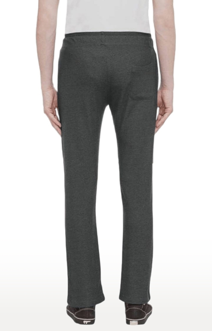 Men's Grey Polycotton Melange Textured Trackpant