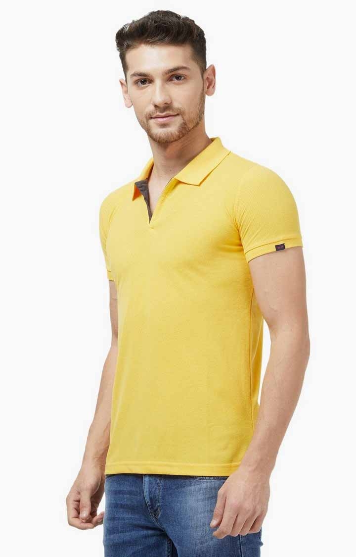 Status Quo | Men's Yellow Polycotton Solid Polos 1