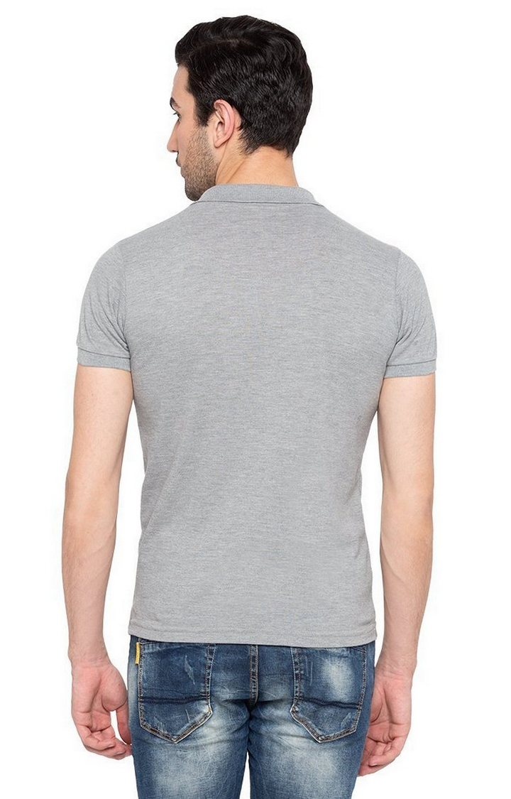 Status Quo | Men's Grey Polycotton Melange Textured Polo T-Shirts 2