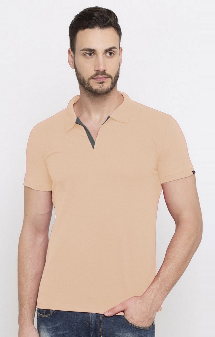 Men's Pink Polycotton Solid Polos