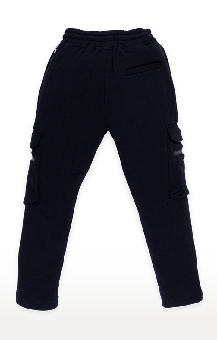 Boy's Black Solid Cargos