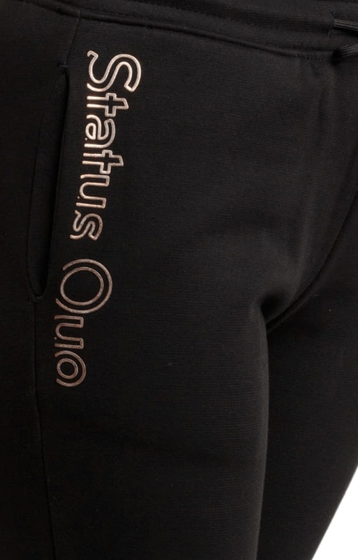 Status Quo | Women's Black Typographic Trackpants 3