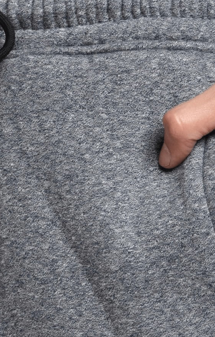 Men's Grey Cotton Melange Textured Trackpant