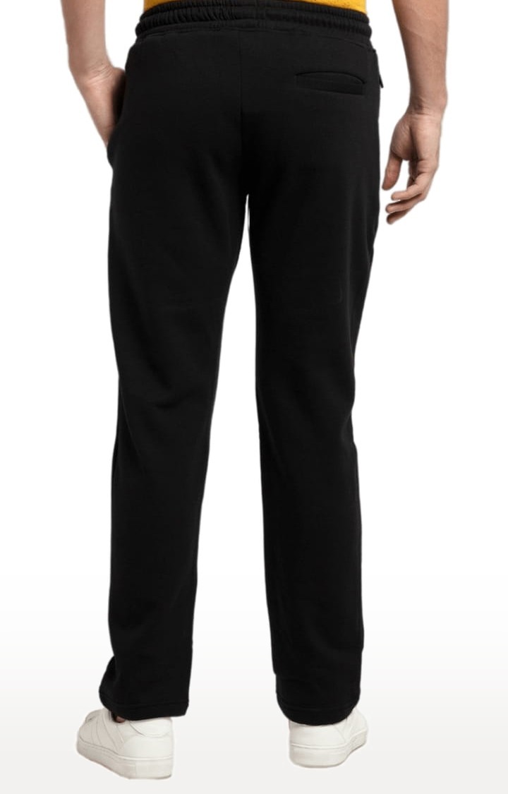 Men's Black Fleece Solid Trackpant