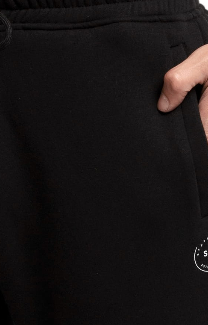 Men's Black Fleece Solid Trackpant