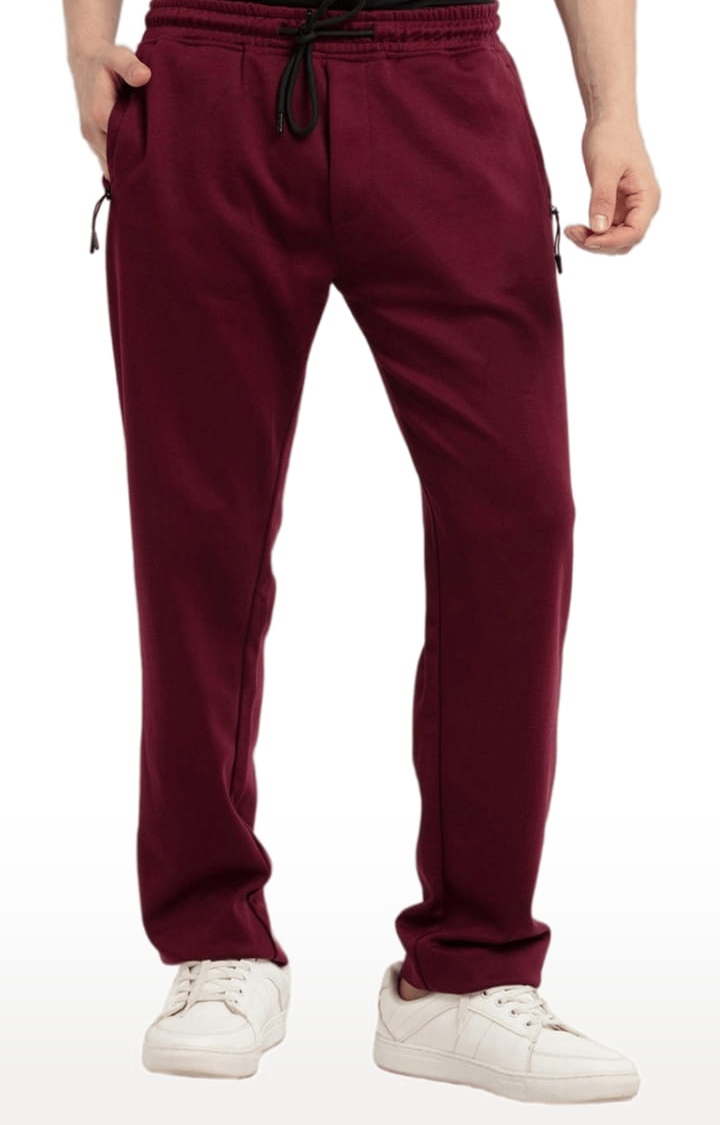 Status Quo | Men's Red Cotton Solid Trackpant 0