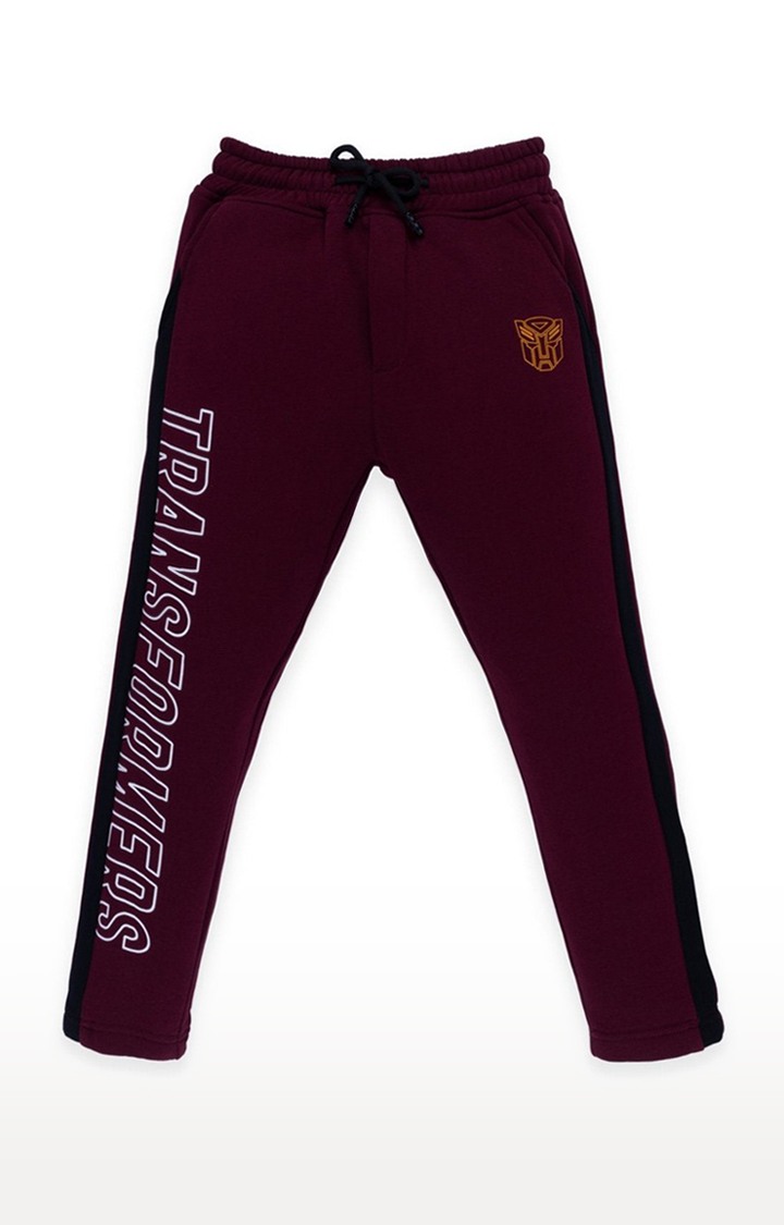 Boy's Red Printed Trackpants