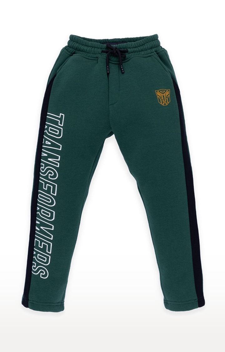 Status Quo | Boy's Green Printed Trackpants 0