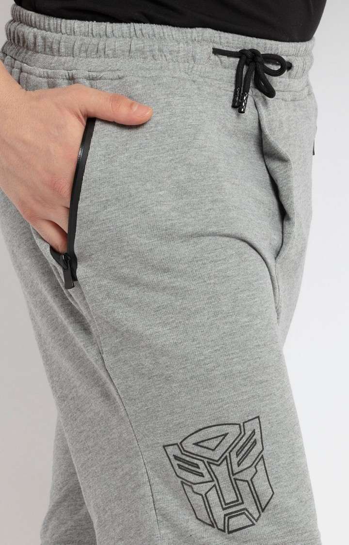 Men's Grey Cotton Melange Textured Short