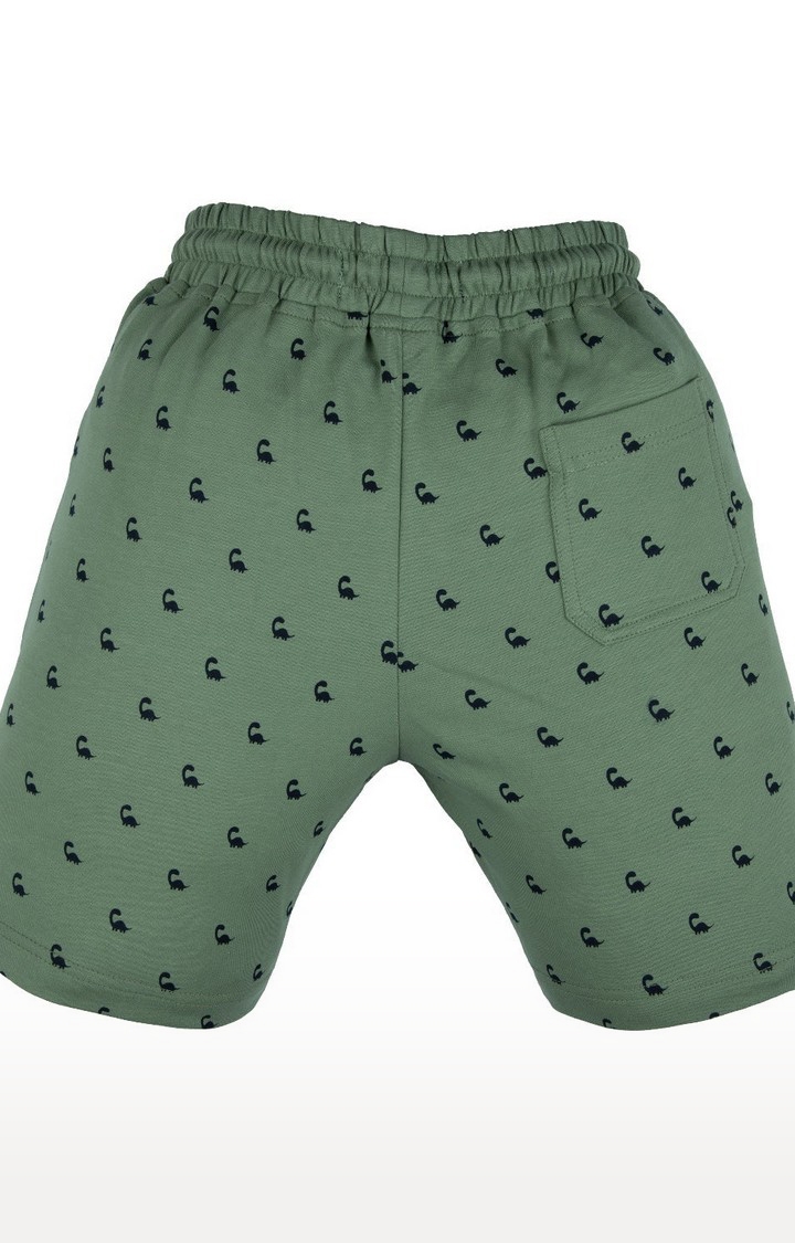Status Quo | Boy's Green Printed Shorts 1