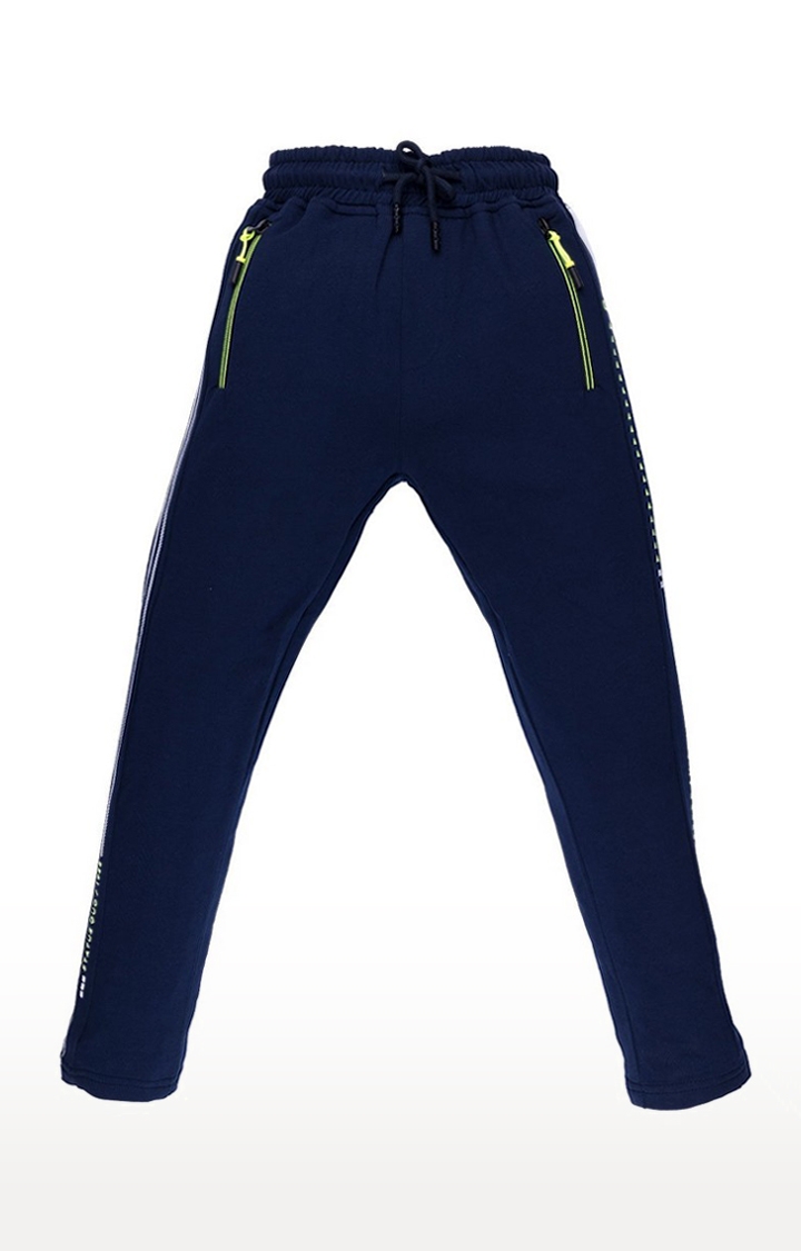 Status Quo | Men's Navy Blue Cotton Solid Trackpant 0