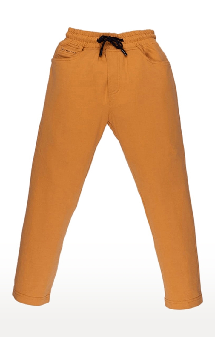 Men's Mustard Yellow Polyester Solid Trackpant