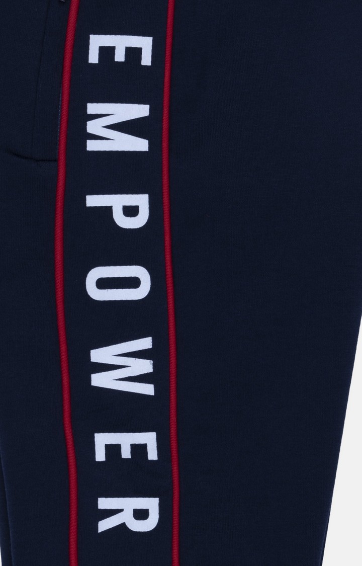 Boy's Blue Printed Trackpants