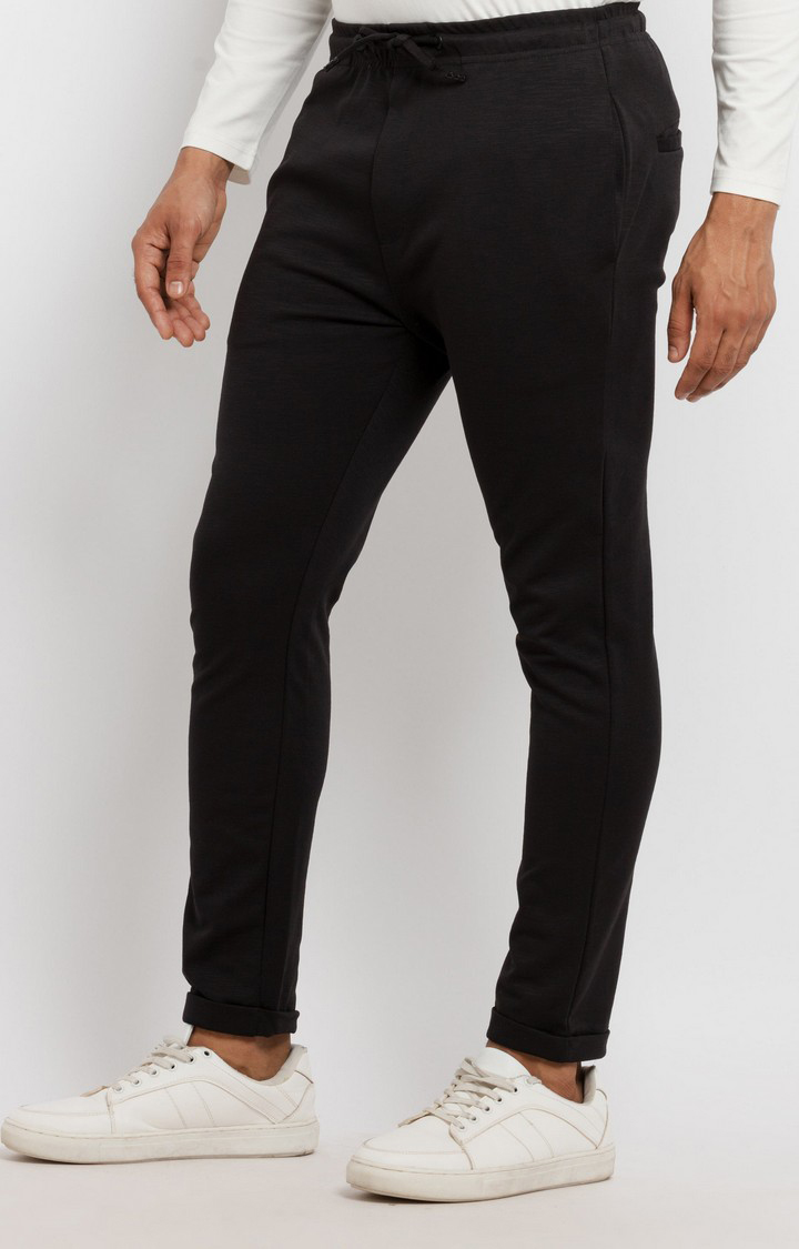 Men's Black Solid Trackpants