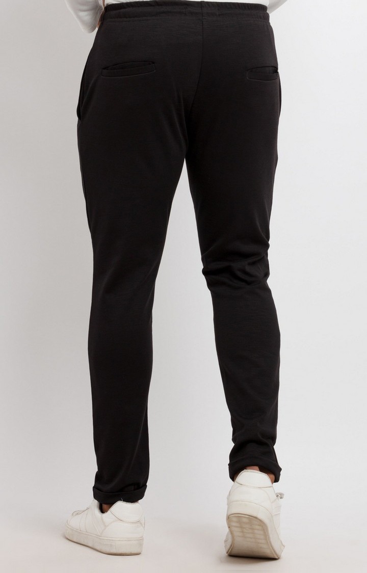 Men's Black Solid Trackpants