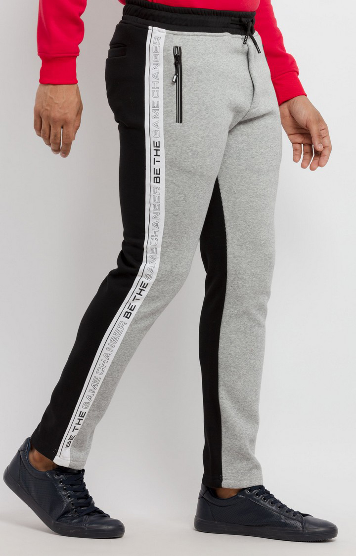 Men's Grey Colourblock Trackpants