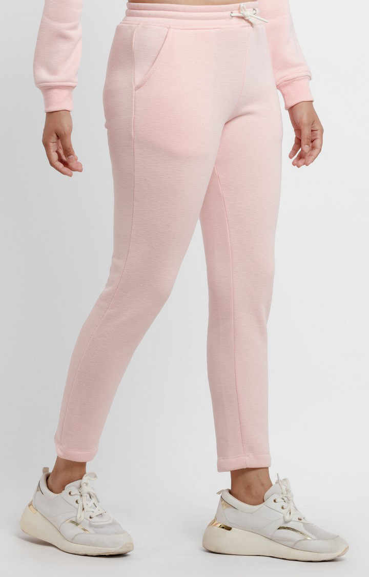 Women's Pink Solid Trackpants