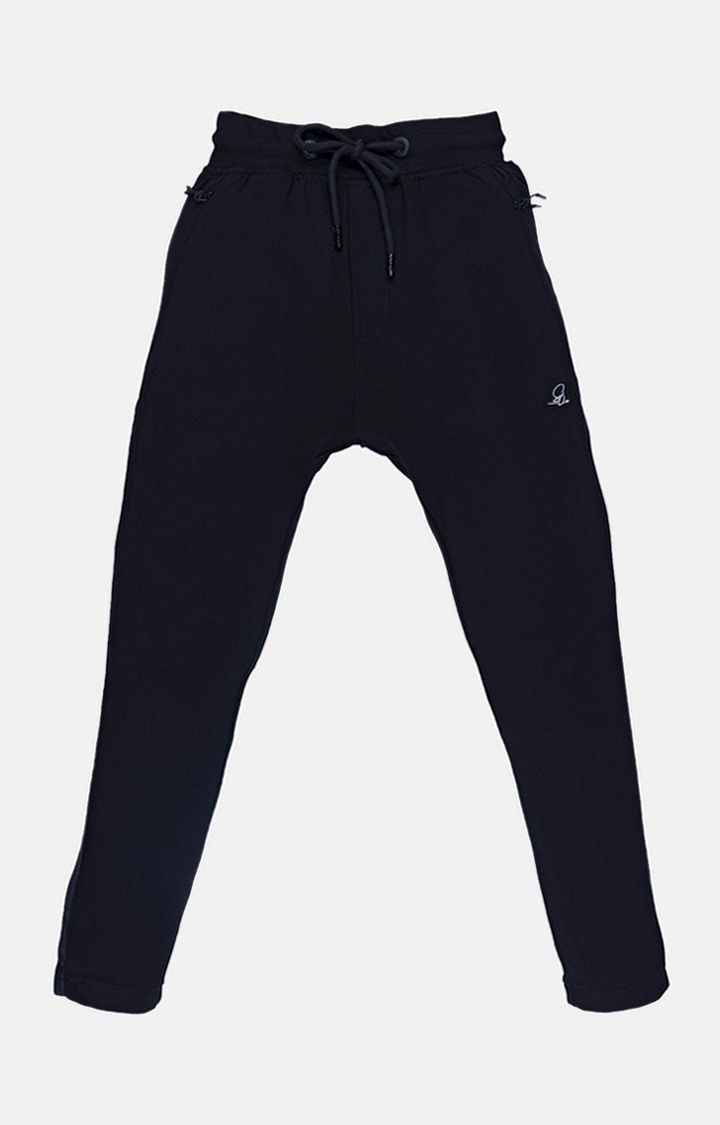 Boy's Black Solid Trackpants